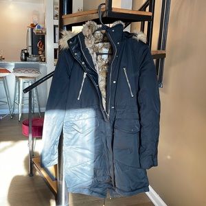 Zara Water Repellent Puffer Coat with Faux Fur